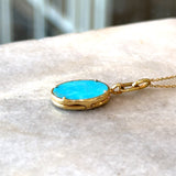 Monica Rich Kosann 18KT Oval Turquoise Locket Necklace - KFK, Inc.