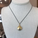 Monica Rich Kosann 18KT yellow gold Petite Scallop Locket Necklace KFK Jewelers Los Angeles