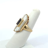 Mother of Pearl and Amethyst Estate Cocktail Ring, 14KT Yellow Gold - KFK, Inc.