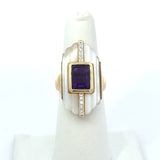 Mother of Pearl and Amethyst Estate Cocktail Ring, 14KT Yellow Gold - KFK, Inc.
