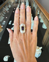 Mother of Pearl and Amethyst Estate Cocktail Ring, 14KT Yellow Gold - KFK, Inc.
