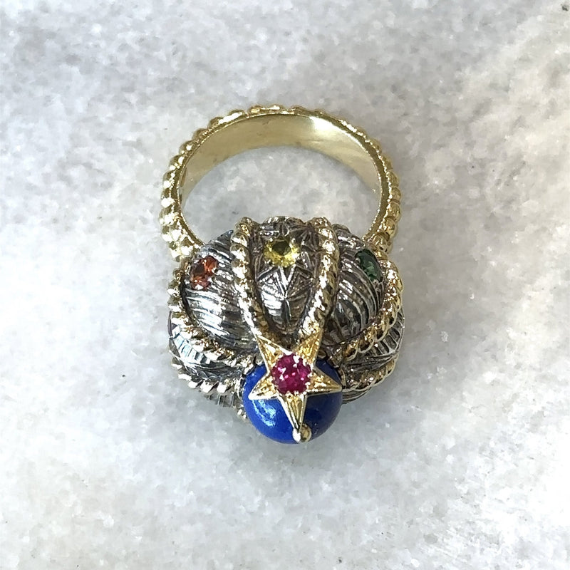 Nardi Venice Turban Gemstone Ring, 18KT Yellow Gold and Sterling Silver - KFK, Inc.