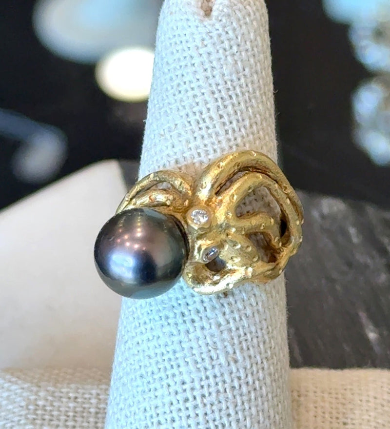Onofrio d'Oro 18KT Gold and Pearl Octopus Ring – KFK, Inc.