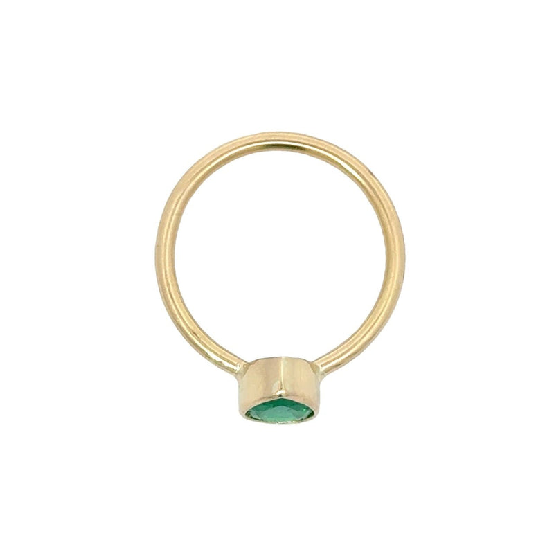 Pear Shaped .83CT Emerald Ring Engagement RIng Bezel - Set in 18KT Yellow Gold - KFK Jewelers Los Angeles