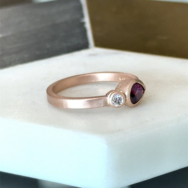 Pear - Shaped Ruby and Diamond Rose Gold Band - KFK, Inc.