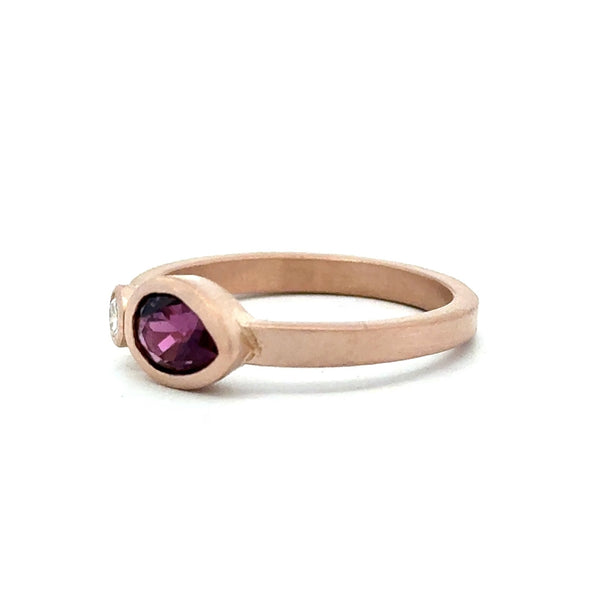 Pear - Shaped Ruby and Diamond Rose Gold Band - KFK, Inc.