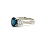 Platinum 1.72CT Oval Sapphire Ring with Baguette Diamonds - KFK, Inc.