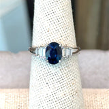 Platinum 1.72CT Oval Sapphire Ring with Baguette Diamonds - KFK, Inc.