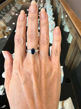 Platinum 1.72CT Oval Sapphire Ring with Baguette Diamonds - KFK, Inc.