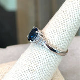 Platinum 1.72CT Oval Sapphire Ring with Baguette Diamonds - KFK, Inc.