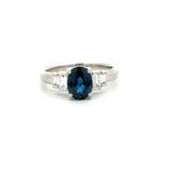Platinum 1.72CT Oval Sapphire Ring with Baguette Diamonds - KFK, Inc.