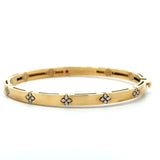 18KT yellow gold Roberto Coin Love in Verona diamond accent bangle bracelet .15CT round diamonds 4.5mm wide KFK Jewelers Los Angeles