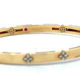 18KT yellow gold Roberto Coin Love in Verona diamond accent bangle bracelet .15CT round diamonds 4.5mm wide KFK Jewelers Los Angeles
