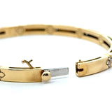 18KT yellow gold Roberto Coin Love in Verona diamond accent bangle bracelet .15CT round diamonds 4.5mm wide KFK Jewelers Los Angeles