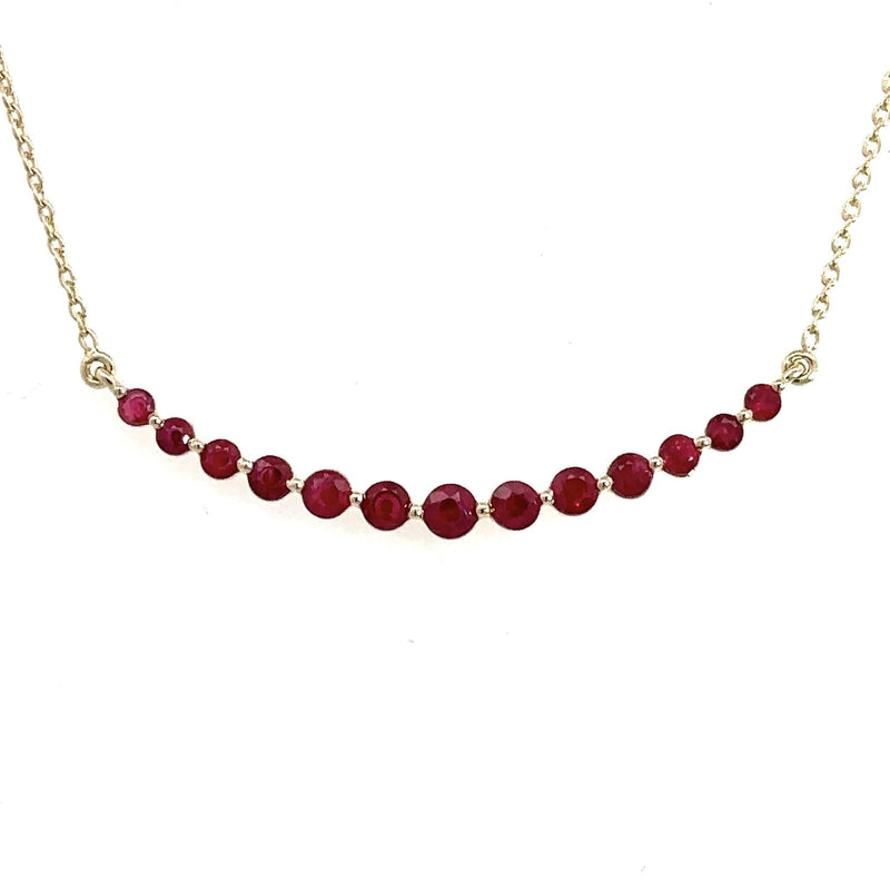 Ruby Curved Bar Necklace, 14KT Yellow Gold - KFK, Inc.