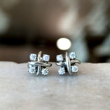 Sixteen Stone by Tiffany Platinum Diamond Stud Earrings KFK Jewelers Los Angeles