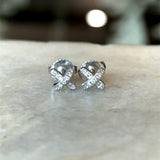 Tiffany & Co. Platinum Diamond Cross Stitch Mini Stud Earrings - KFK, Inc.