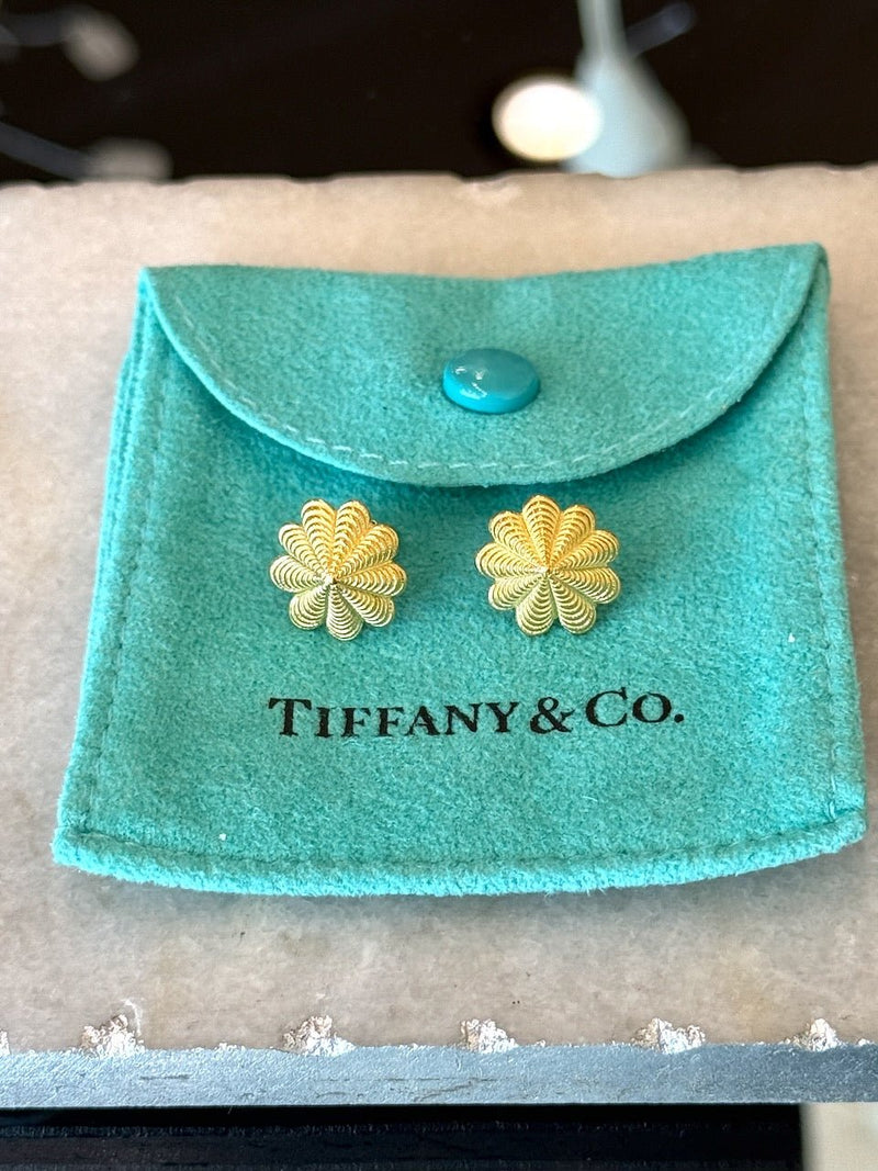 Tiffany & Co. Schlumberger 18KT Yellow Gold Scalloped Stud Earrings - KFK, Inc.