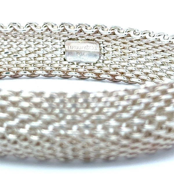 Tiffany & Co. Somerset Sterling Silver Mesh Bangle Bracelet - KFK, Inc.