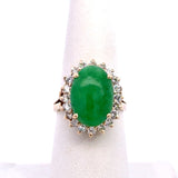 Vintage 1.00CT Diamond Jade Cluster RIng - KFK, Inc.