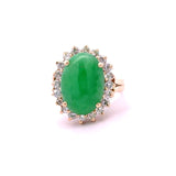 Vintage 1.00CT Diamond Jade Cluster RIng - KFK, Inc.