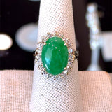 Vintage 1.00CT Diamond Jade Cluster RIng - KFK, Inc.