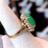 Vintage 1.00CT Diamond Jade Cluster RIng - KFK, Inc.