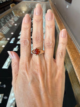 intage 1940's oval carnelian belcher ring in 10KT yellow gold KFK Jewelers Los Angeles