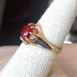 intage 1940's oval carnelian belcher ring in 10KT yellow gold KFK Jewelers Los Angeles
