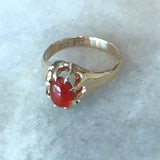 intage 1940's oval carnelian belcher ring in 10KT yellow gold KFK Jewelers Los Angeles