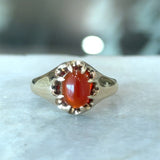 intage 1940's oval carnelian belcher ring in 10KT yellow gold KFK Jewelers Los Angeles