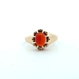 intage 1940's oval carnelian belcher ring in 10KT yellow gold KFK Jewelers Los Angeles
