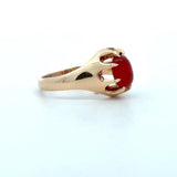 intage 1940's oval carnelian belcher ring in 10KT yellow gold KFK Jewelers Los Angeles