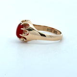 intage 1940's oval carnelian belcher ring in 10KT yellow gold KFK Jewelers Los Angeles