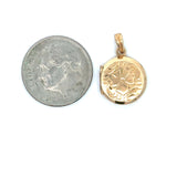 Vintage 1950s 10KT yellow gold round locket with floral design KFK Jewelers Los Angeles
