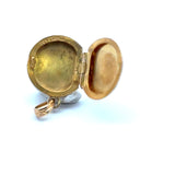 Vintage 1950s 10KT yellow gold round locket with floral design KFK Jewelers Los Angeles