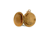 Vintage 1950s 10KT yellow gold round locket with floral design KFK Jewelers Los Angeles