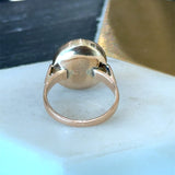 Vintage 1970s 14KT yellow gold bezel-set oval moonstone ring KFK Jewelers Los Angeles