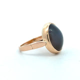 Vintage 1970s 14KT yellow gold bezel-set oval moonstone ring KFK Jewelers Los Angeles