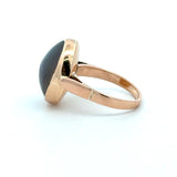 Vintage 1970s 14KT yellow gold bezel-set oval moonstone ring KFK Jewelers Los Angeles