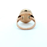 Vintage 1970s 14KT yellow gold bezel-set oval moonstone ring KFK Jewelers Los Angeles