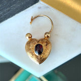 Vintage 1940s Retro 14K Rose Gold Heart Pendant with Cabochon Garnet KFK Jewelers Los Angeles