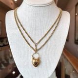Vintage 14K Rose Gold Heart Pendant with Cabochon Garnet - KFK, Inc.