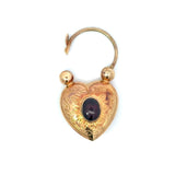 Vintage 1940s Retro 14K Rose Gold Heart Pendant with Cabochon Garnet KFK Jewelers Los Angeles