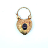 Vintage 1940s Retro 14K Rose Gold Heart Pendant with Cabochon Garnet KFK Jewelers Los Angeles