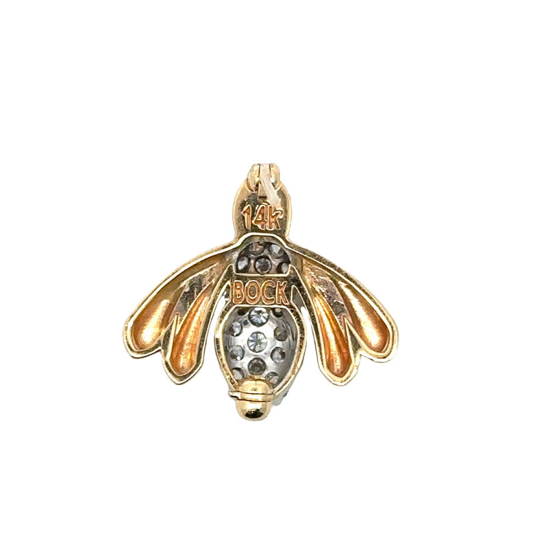 Vintage 14KT Gold Diamond Bee Pin Brooch - KFK, Inc.