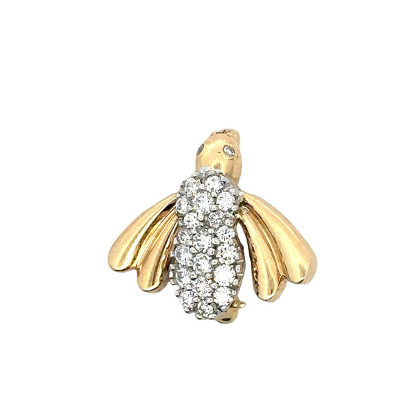 Vintage 14KT Gold Diamond Bee Pin Brooch - KFK, Inc.