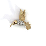 Vintage 14KT Gold Diamond Hummingbird Pin Brooch - KFK, Inc.