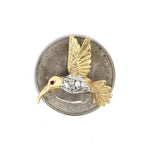 Vintage 14KT Gold Diamond Hummingbird Pin Brooch - KFK, Inc.