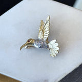 Vintage 14KT Gold Diamond Hummingbird Pin Brooch - KFK, Inc.